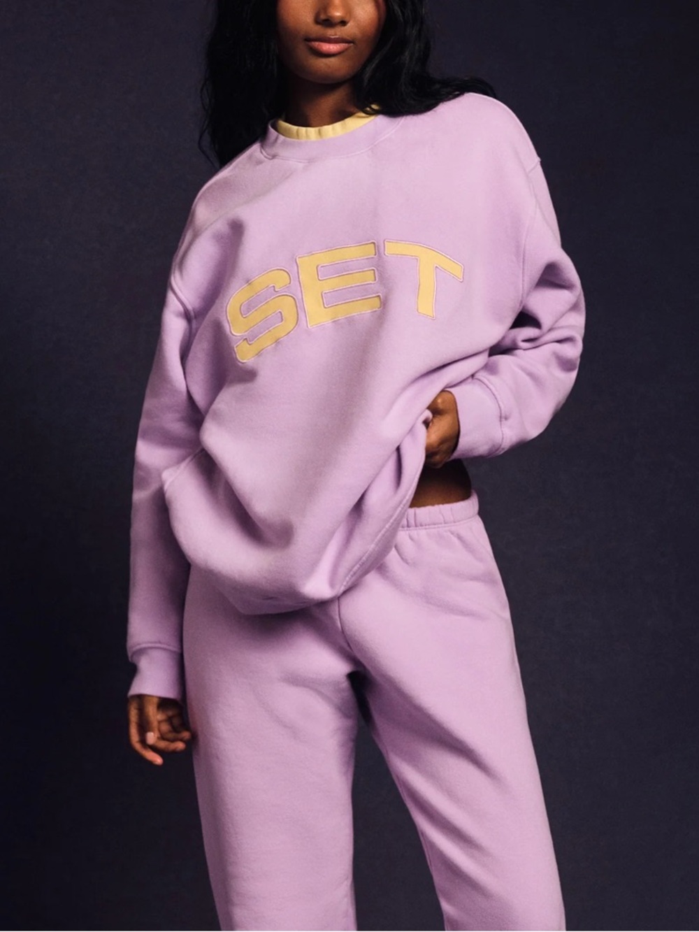 SET Active Birthday Staple Layered Crewneck in Buttercream
